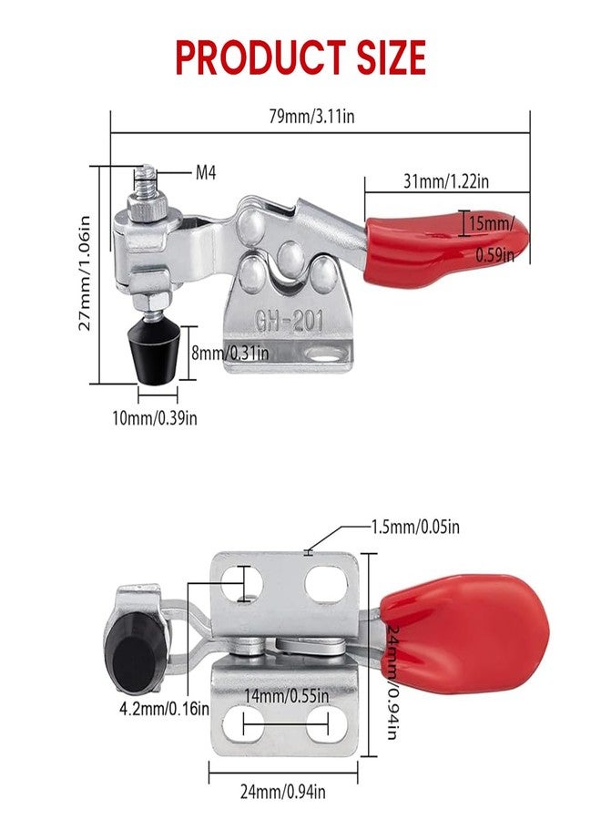 Serplex® 4 Pcs Toggle Clamps Horizontal Type, GH-201 Quick Release Hold Down Latch, Heavy Duty Latch For Woodworking Smoke Jointer Jig Tool Fixtures Holding Capacity 60 lbs/27kg - Image 2